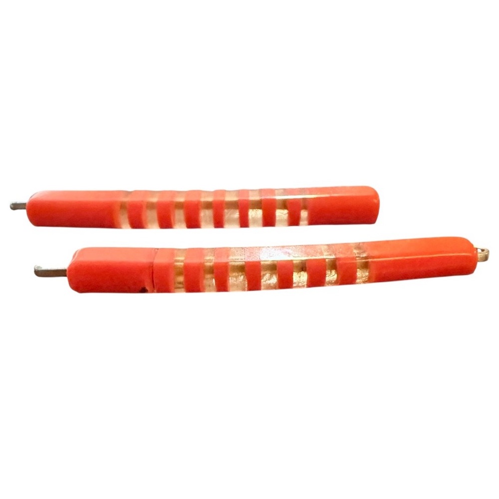 1970’s Orange and Clear Striped Bobby Pins Barrettes, 2.5” Long, Deadstock
